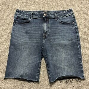 Express Mens Jean Shorts Size 34 Blue Denim Cut-Off Slim Fit Stretch Mid Rise